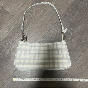 Plaid Shoulder Bag in Cream and Blue